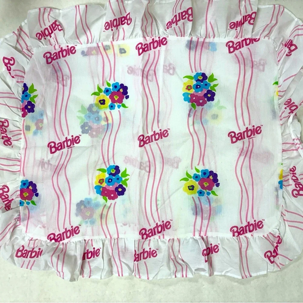NWOT Vintage Barbie pillow sham standard size sham with ruffle edge